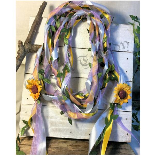 Sunflower Lavender/ silver/ Handfasting ribbon / cord wedding ceremony unity cord